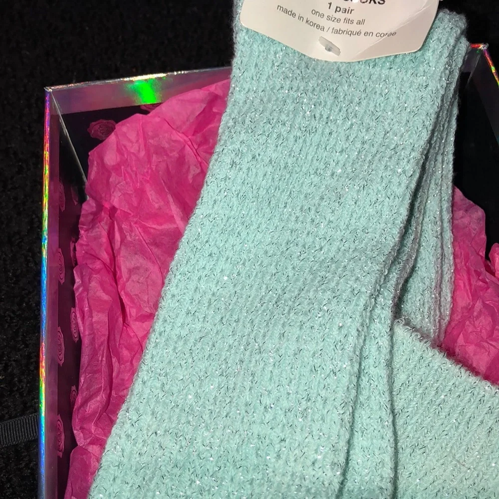 AEROPOSTALE Sparkling Green Silvery Boot Socks